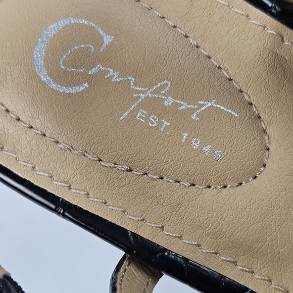 Cato Comfort Black Crocodile Slingback Heels 8M - Picture 4 of 11